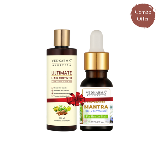 Vedkarma Ayurveda Ultimate Hair Growth Oil & Nabhi Mantra For Healthy Hair (Combo Pack)